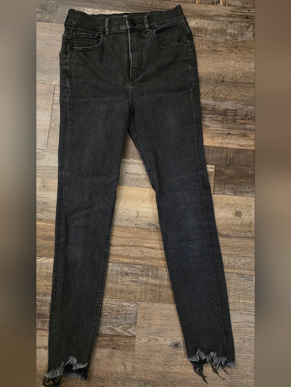 Express Black Skinny Jeans with Frayed Hem Size 0